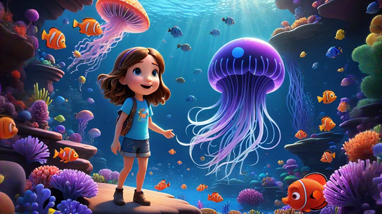 Four Jellyfish Wiggle in a Jar | Ocean Counting Song  Kids | Nursery Rhymes and Preschool Learning