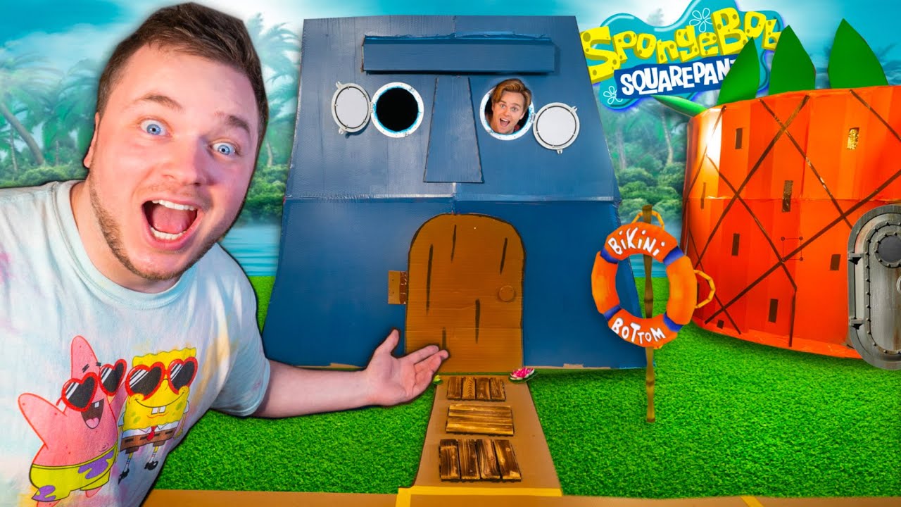 We Built BOX Fort BIKINI Bottom! 24 Hour Challenge!
