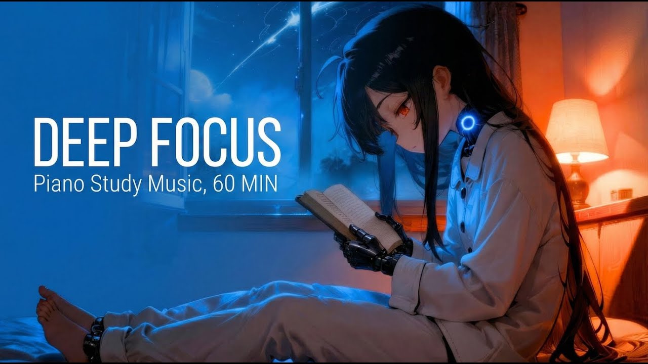 Starlit Syntax & Felt Keys 🌙 Late Night Study with Android Girl [1 Hour] 深夜の静寂とピアノ。眠れない夜のBGM 🎹