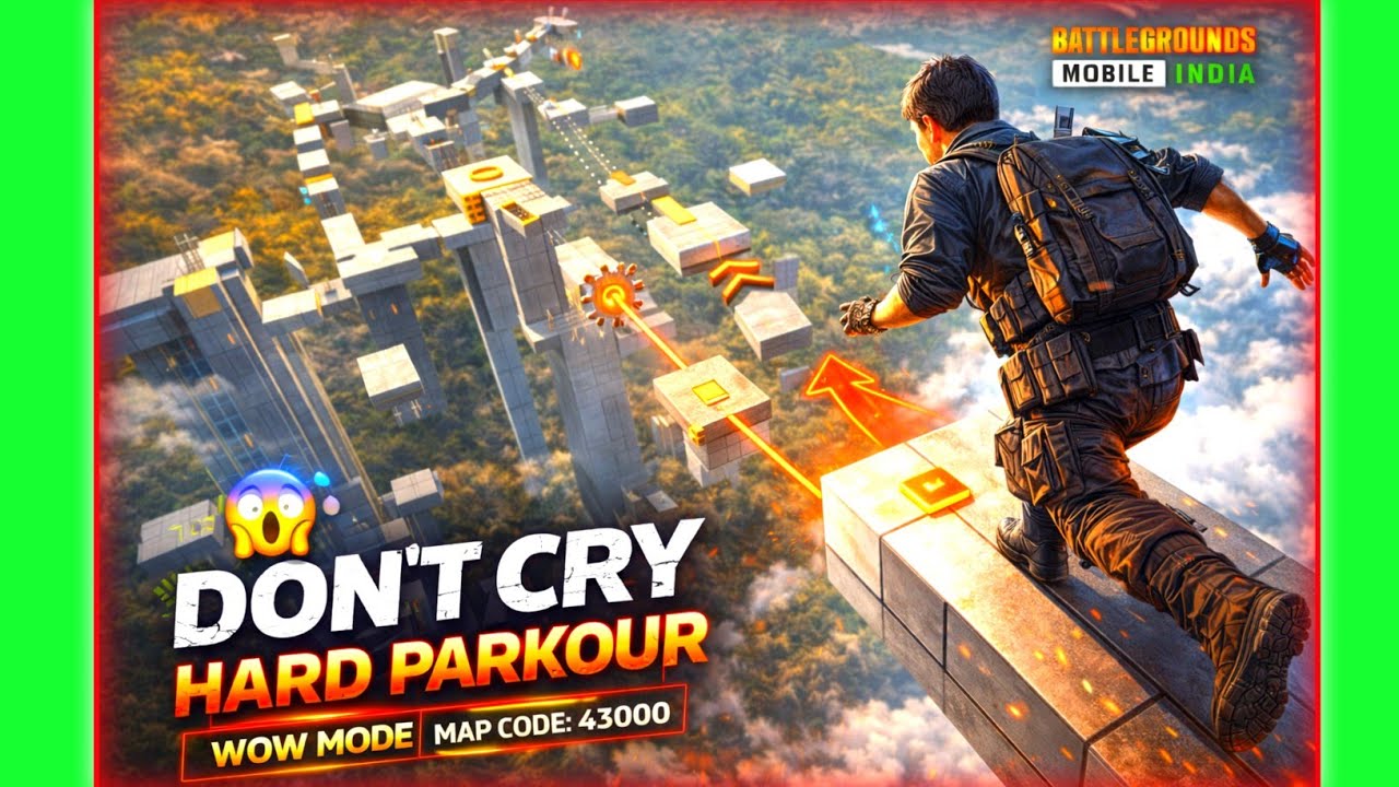 Bgmi 'Don't Cry Hard Parkour ' Wow Mode 43000 || Bgmi wow parkour code 43000 