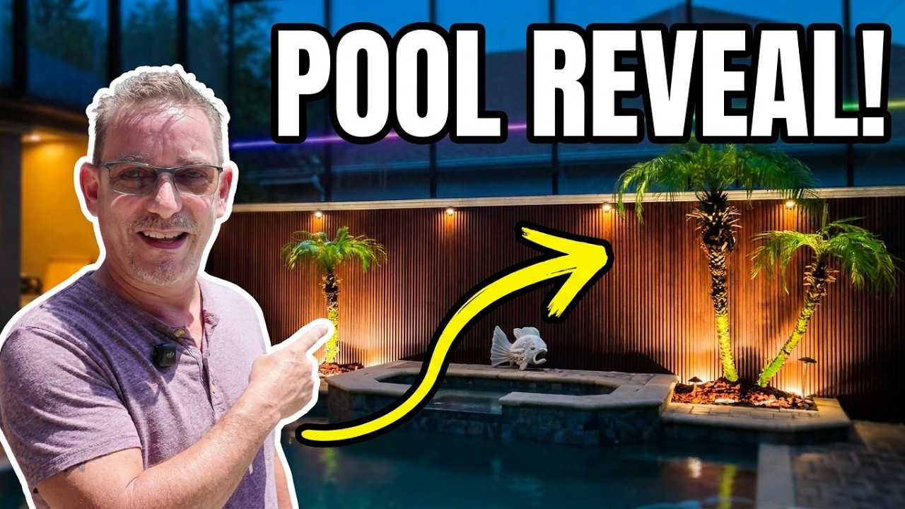 POOL Area Low Voltage Lighting | Progress on Pool Feature Wall | FAUX SLAT WALL PANELS
