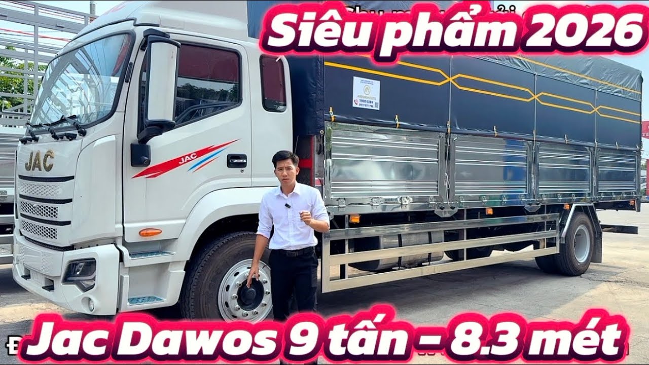 Xe tải Jac Dawos 9 tấn nóc thấp thùng full inox siêu đẹp | Xe tải Jac 9 tấn Dawos 1 gường 