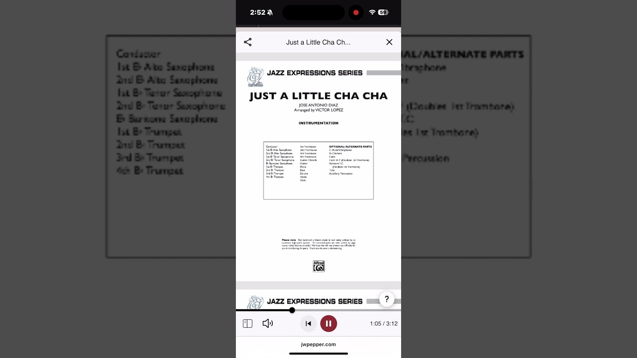 Just a Little Cha Cha - by José Antonio Diaz / arr. Victor López