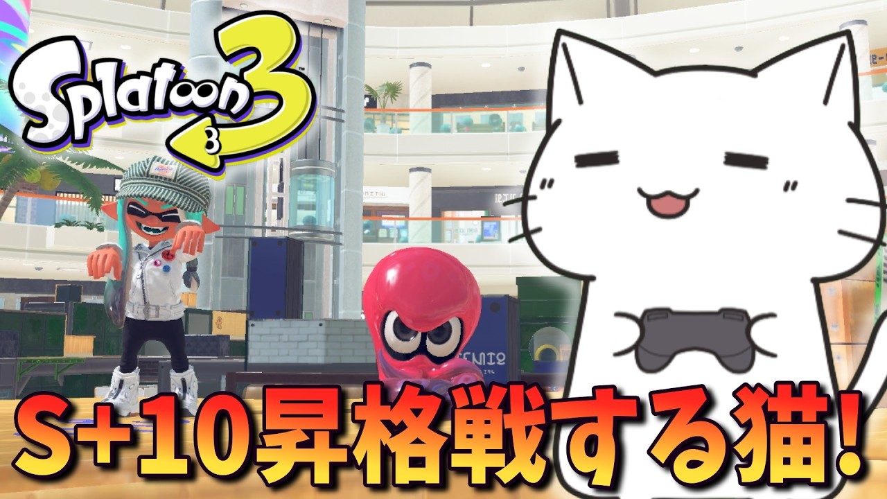 【スプラ3】50歳手前のおじさん猫がボヤきながらS+10昇格戦に挑む生配信！（昇格戦は21時から）【生配信 / 猫実況】#スプラトゥーン3 #40代