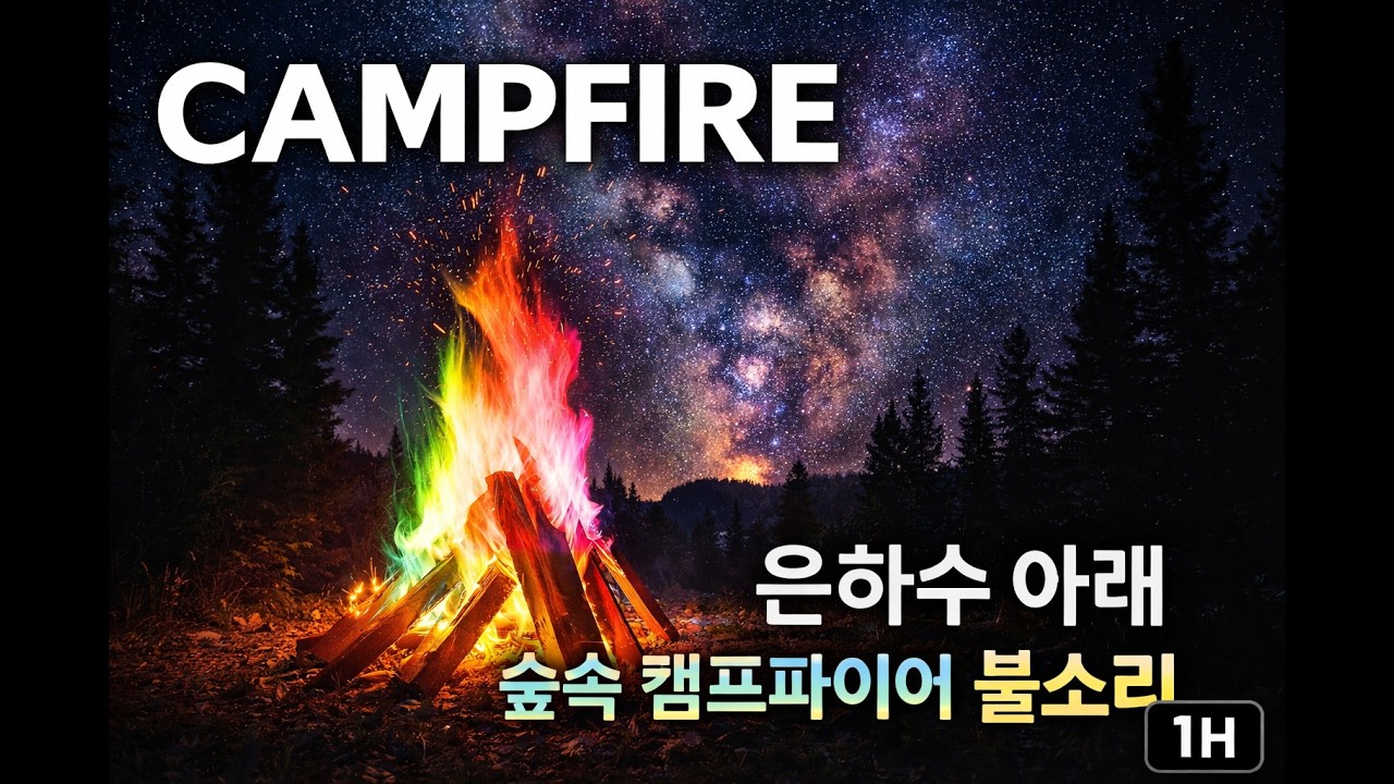 Campfire Under the Milky Way (1 Hour) | 은하수 아래 숲속 캠프파이어 불소리