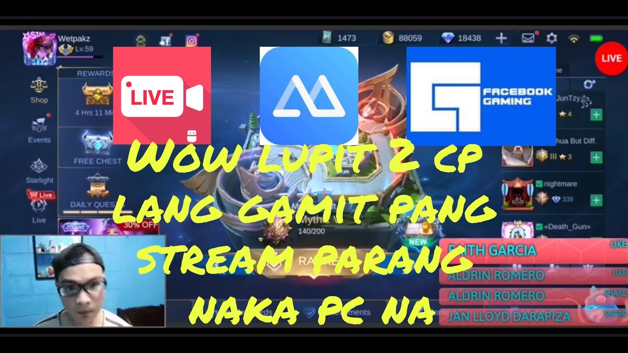 Ver.2 grabe 2 cp lang gamit sa pag stream parang naka computer may overlays pa galing streamlabs