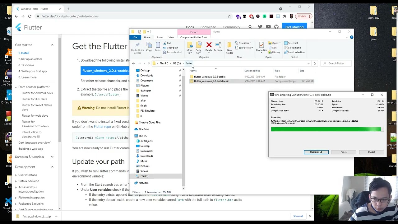 How to install flutter 2 SDK version 2 3 on windows 10