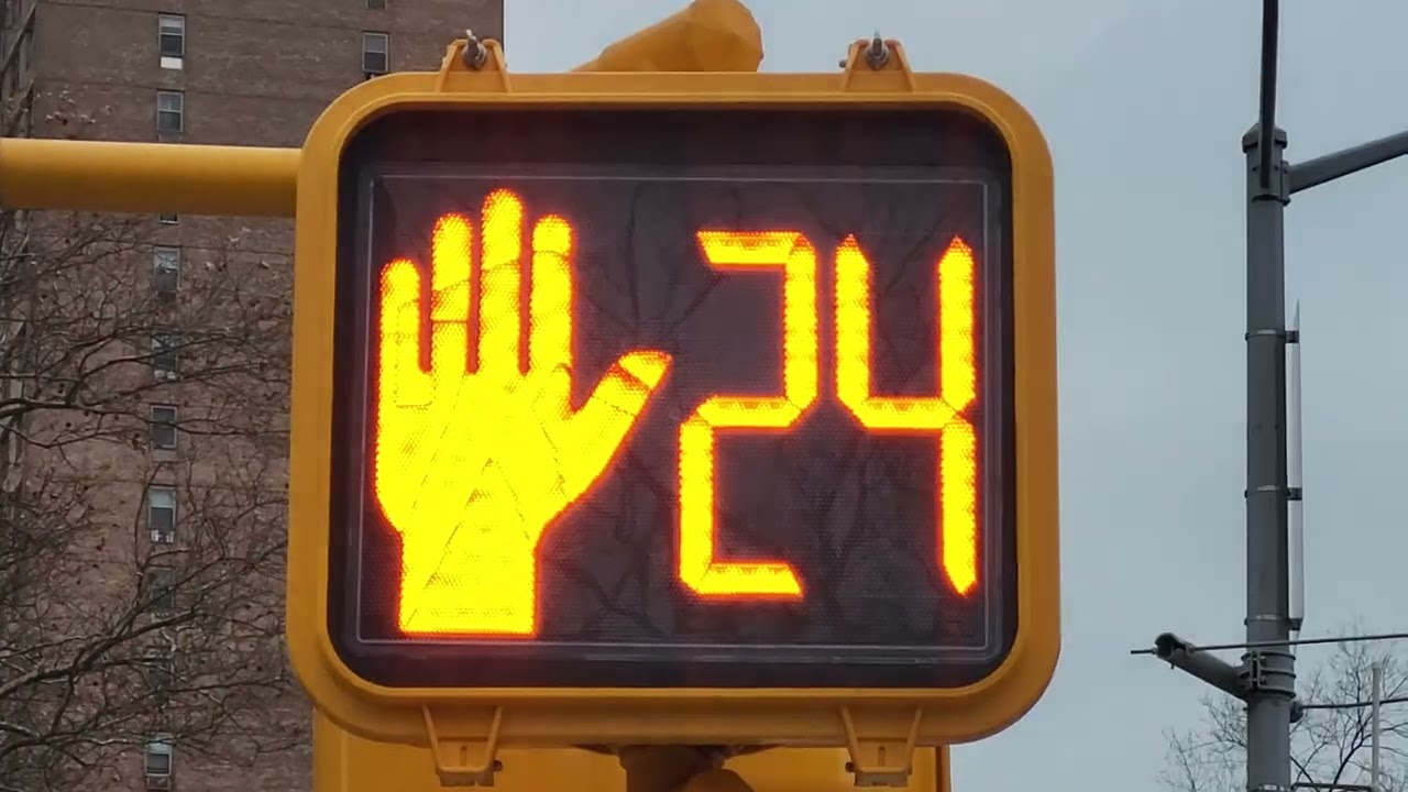 Walk Sign & Countdown Timer Activating Together in NYC Pedestrian Signals.