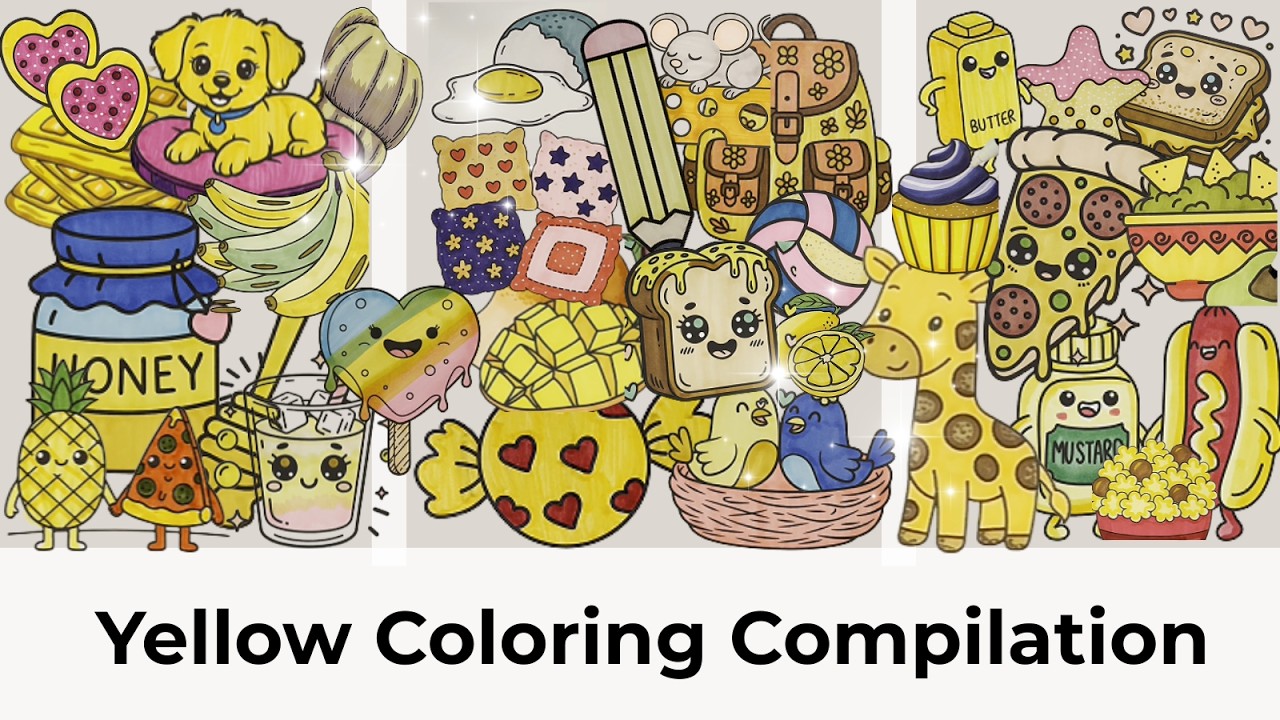 Yellow Coloring Compilation for Relaxation and Stress Relief
