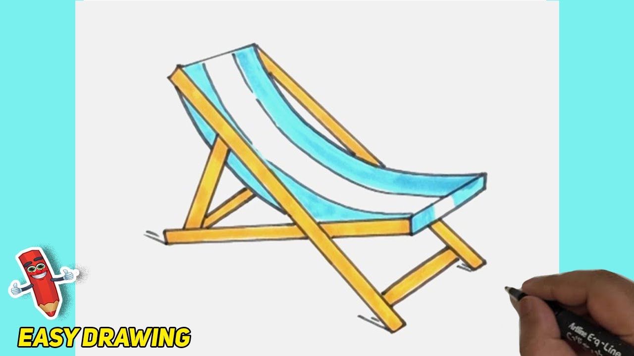 How to draw beach chair very easy.| Relaxing chair drawing step by step.