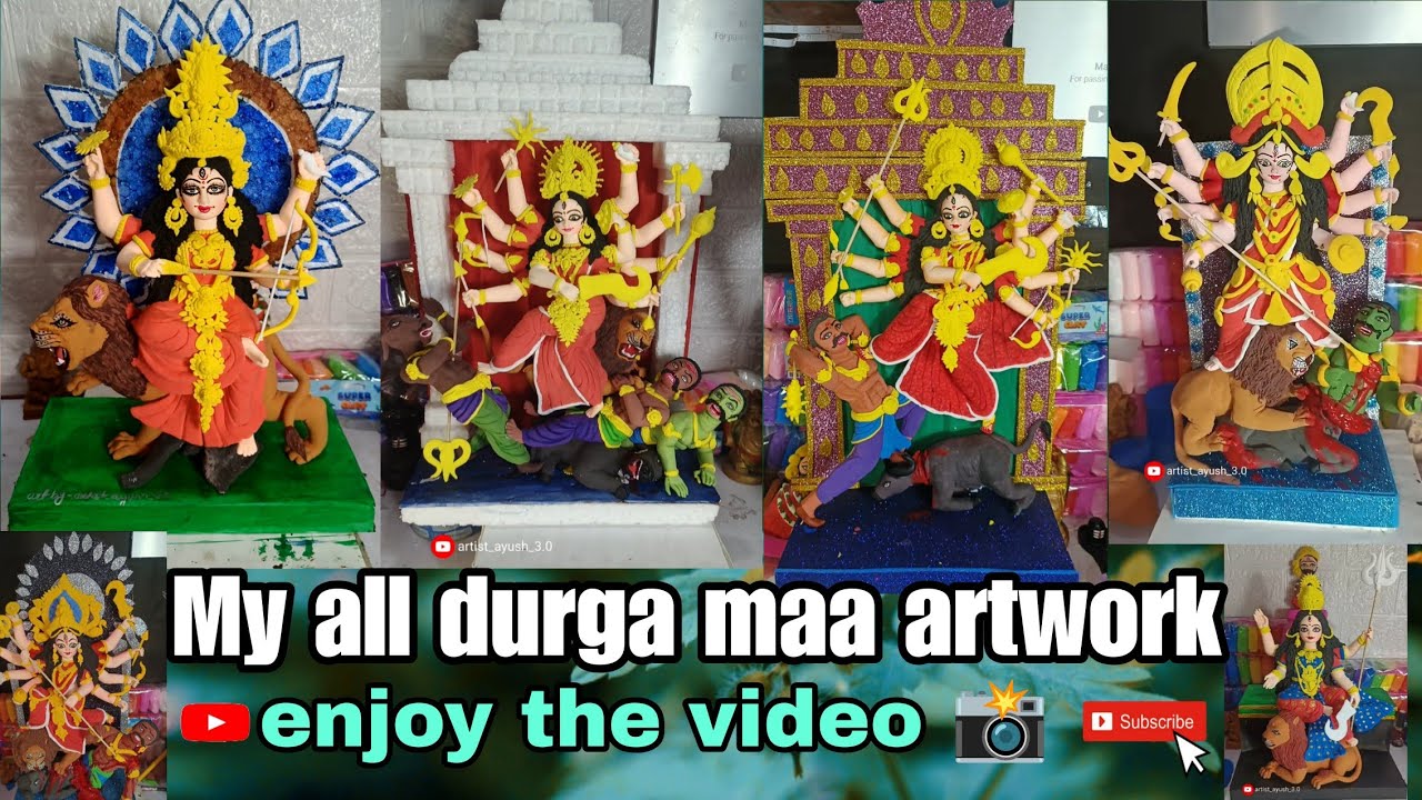 🌺 My all durga maa artwork 👍❤️ enjoy all my best artwork in one video 📸 #durga #durgamaa