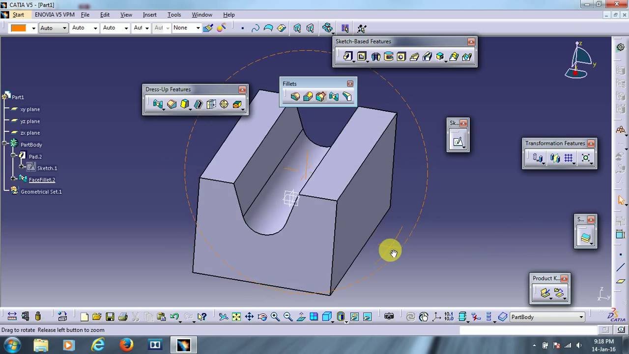 All types of fillets in catia | (Edge,Variable Radius,Chordal,Face-Face,Tritangent Fillet)