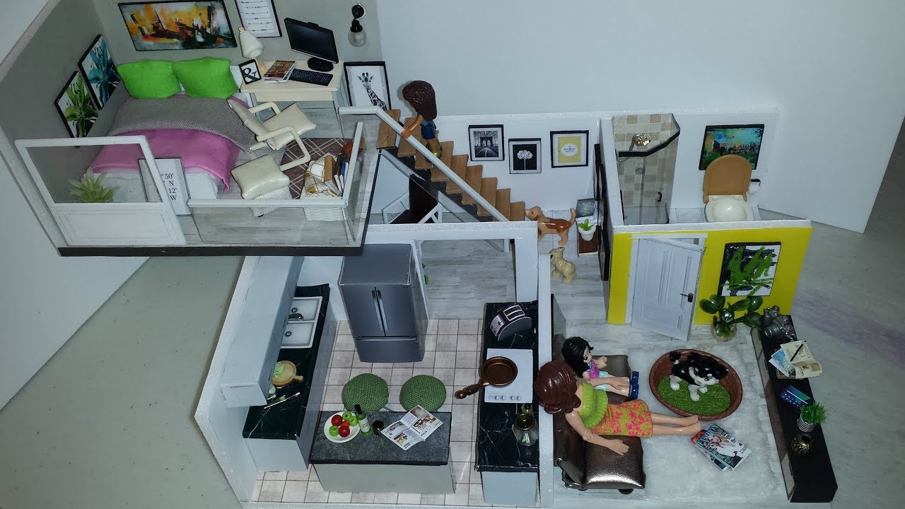 DIY Miniature Apartment with Loft Dollhouse