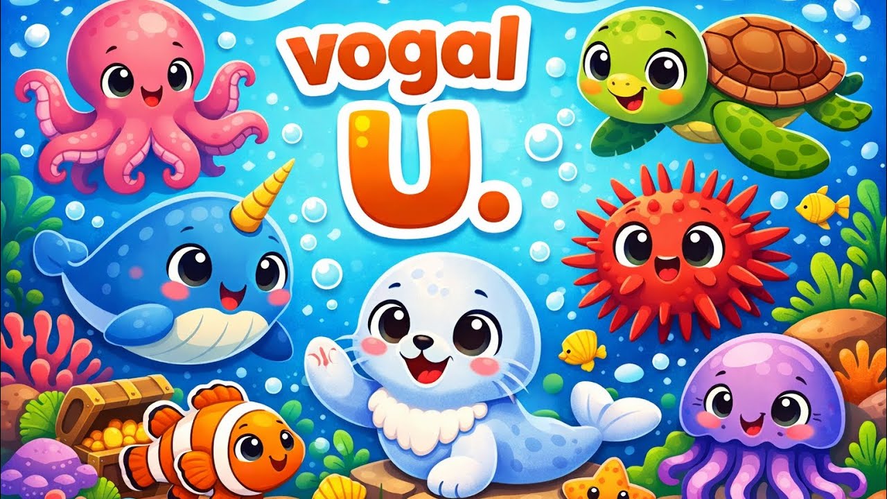 Vogal U 🐢🌊 | Aprenda com lindos Animais!  Divertido e contagiante!