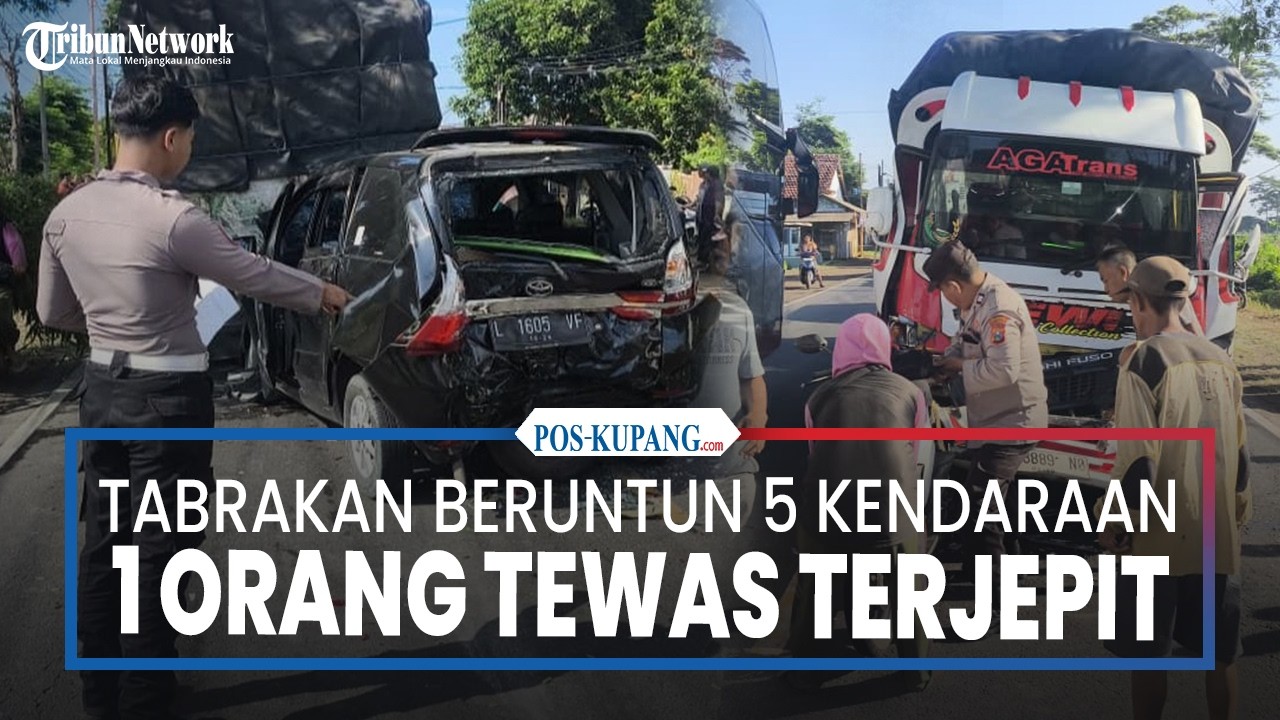 Tabrakan Beruntun 5 Kendaraan di Wongsorejo, 1 Orang Tewas Terjepit Truk