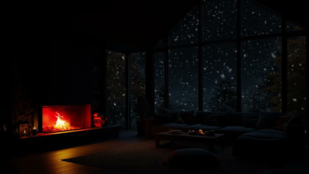 Fall Asleep Now 😴❄️ Snowfall & Cozy Fireplace 🔥 Relaxing Deep Sleep Cabin Ambience (NO Ads)
