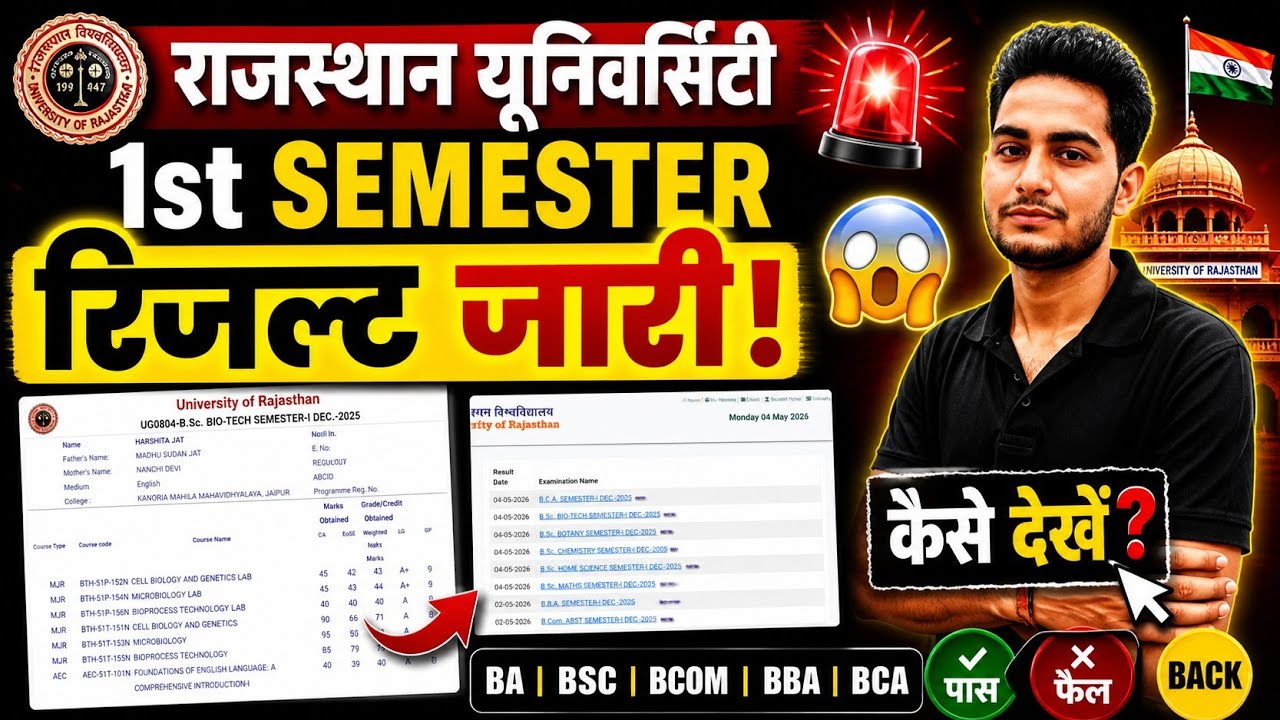 Rajasthan University 1st Semester Result 2026 Kaise Dekhe 💥 BA BSc BCom BBA Result Check Kaise Kare
