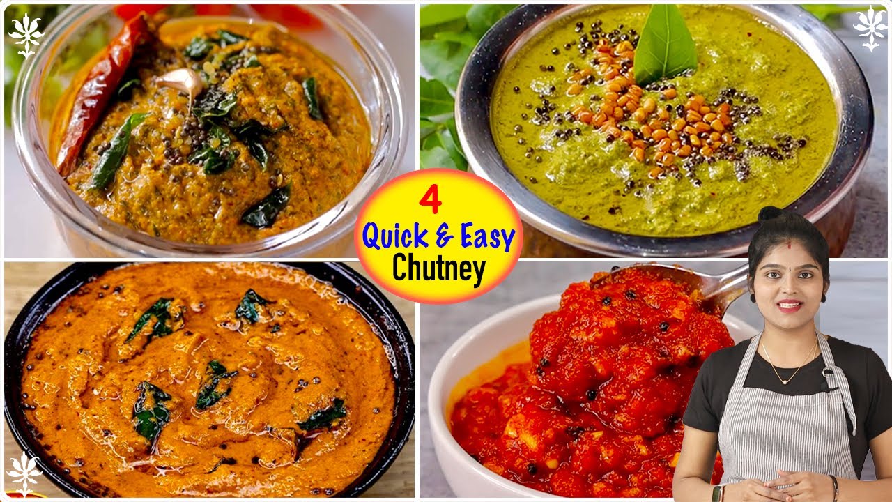 இனி இட்லி தோசைக்கு இந்த சட்னிதான் செய்விங்க👌| 4 Variety Chutney Recipe | Chutney Recipe in Tamil
