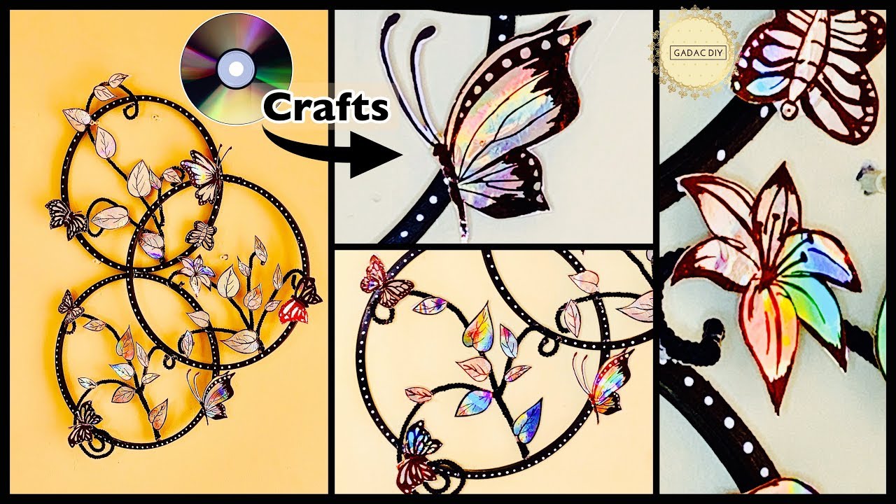 Old Cd Recycle Ideas/ Butterfly Wall Hanging/ gadac diy/wall decoration ideas