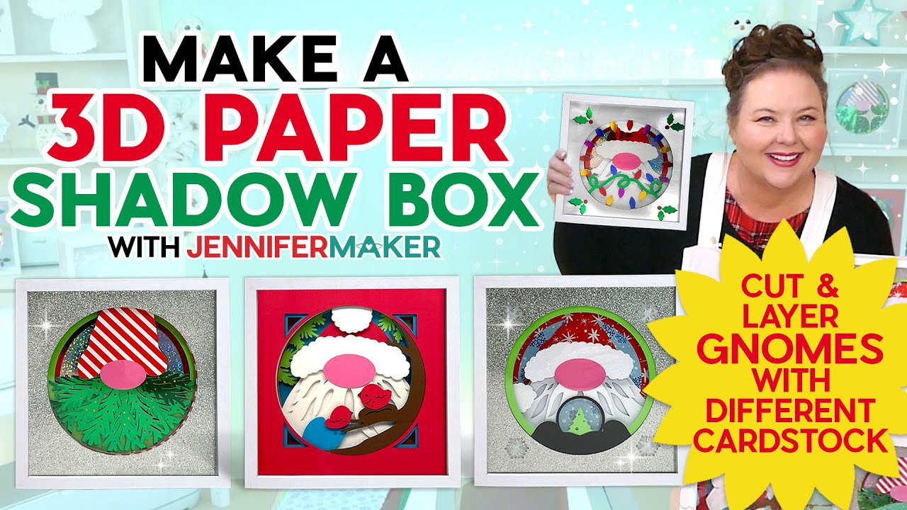 Make A 3D Paper Shadow Box With Gnomes! | Cricut Christmas Project | How to Use Different Cardstock