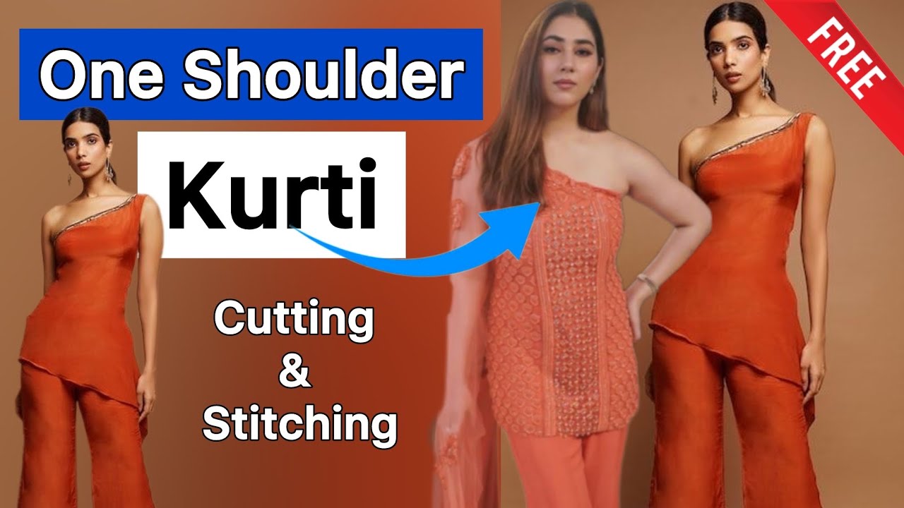One shoulder KurtiDrafting , Cutting and Stitching Aek Hi class me 😱