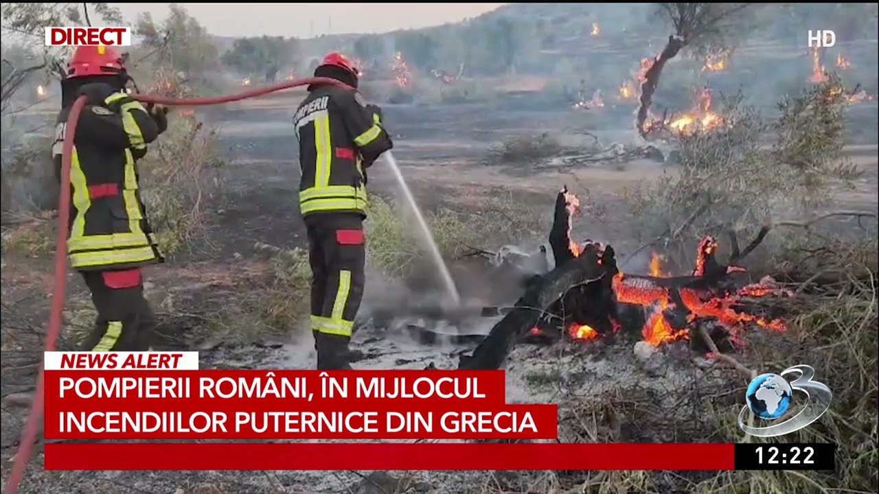 Pompierii români, în mijlocul incendiilor puternice din Grecia