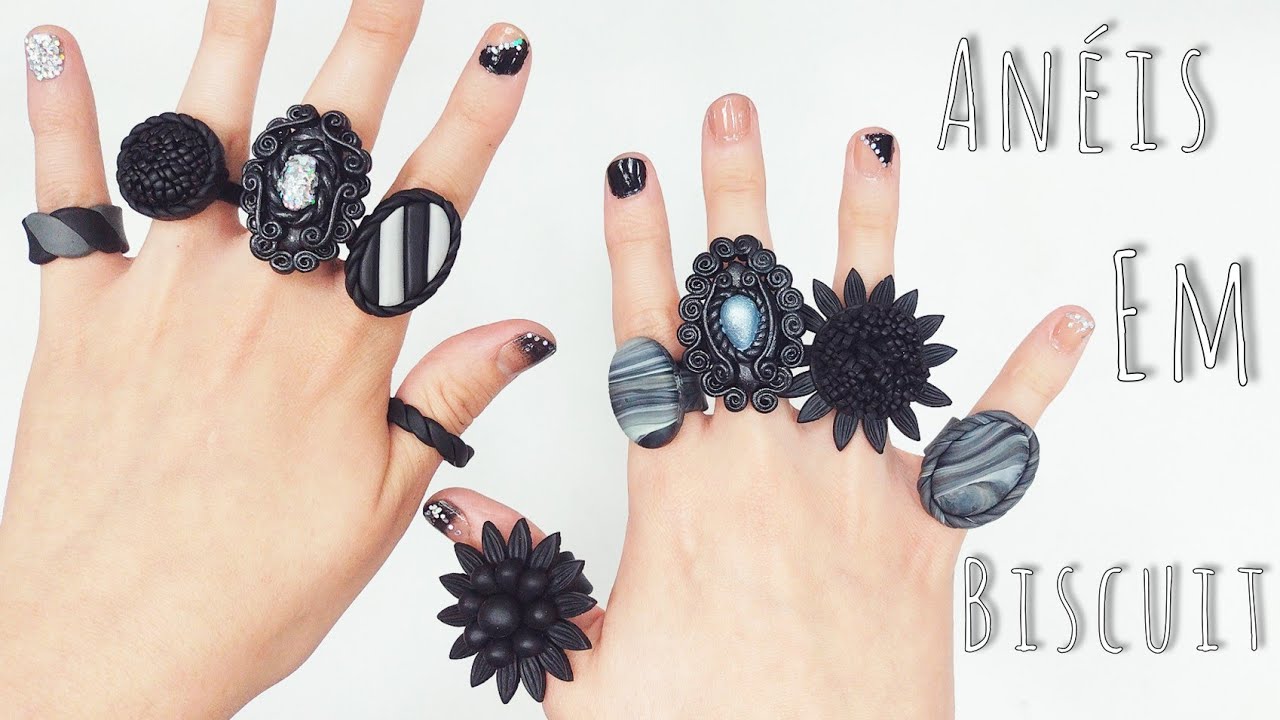10 ideias de anéis em biscuit - Passo a passo - DIY
