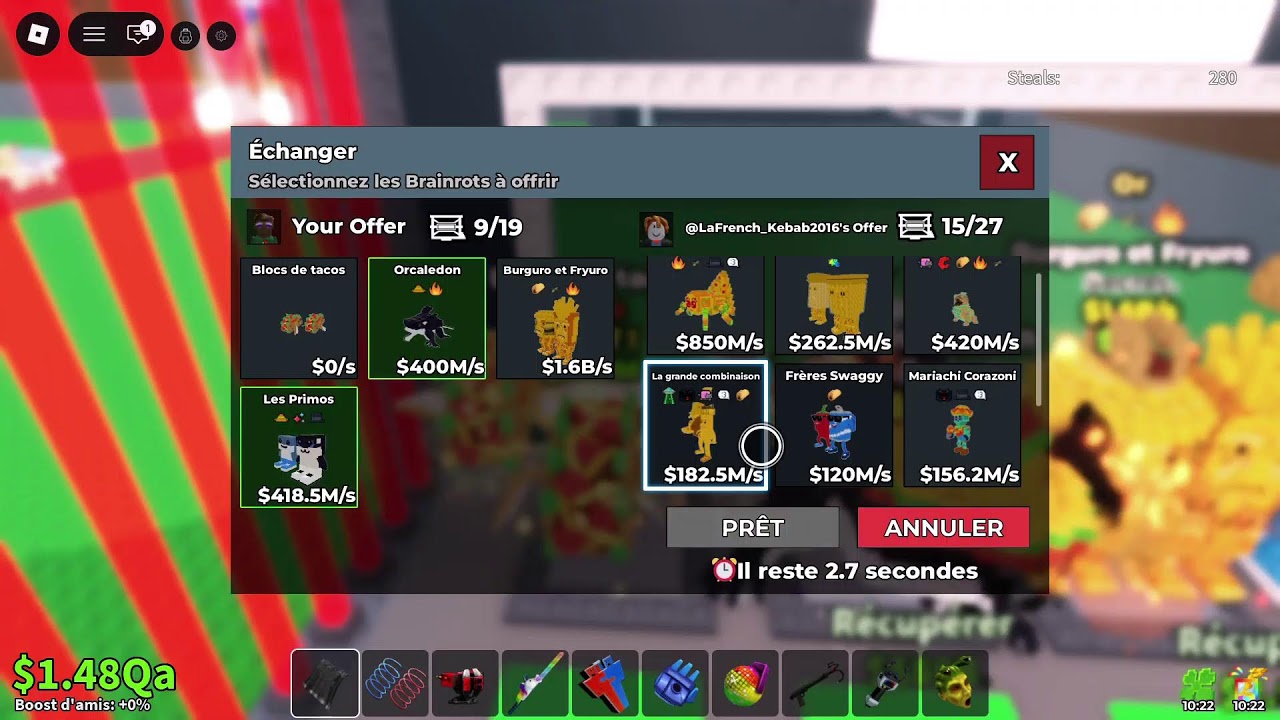 Vole un Brainrot je TRADE jai des dingueries