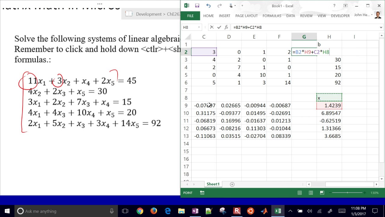 Matrix Math (MMULT, MINVERSE) in Microsoft Excel