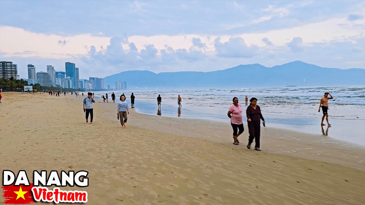 Morning Walk at Vietnam Da Nang Famous My Khe Beach