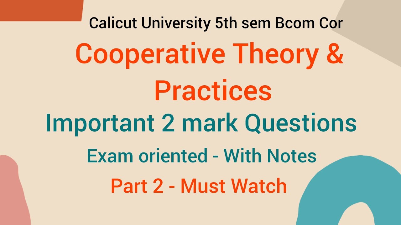 Calicut University 5th sem Bcom Cor | Corporative Theory & practices | 2 mark Questions part 2