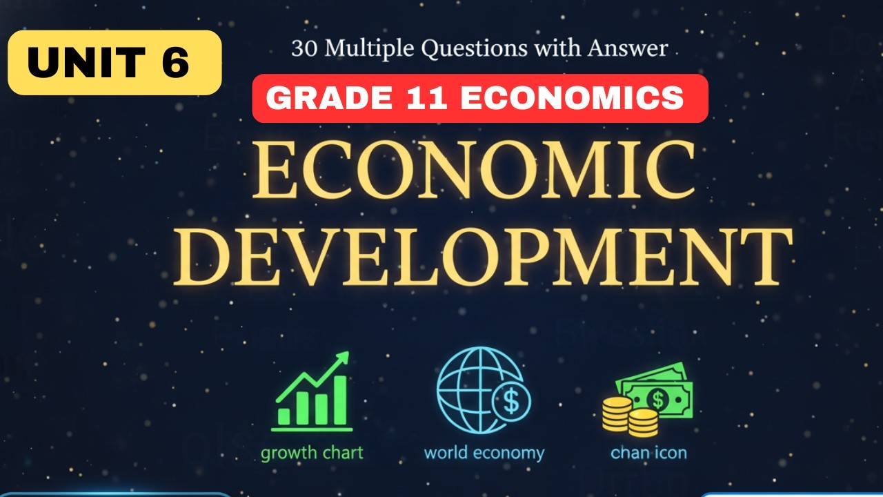 GRADE 11 ECONOMICS UNIT 6 | ECONOMIC DEVELOPMENT MCQ QUIZ | 30 IMPORTANT QUESTIONS WITH ANSWERS