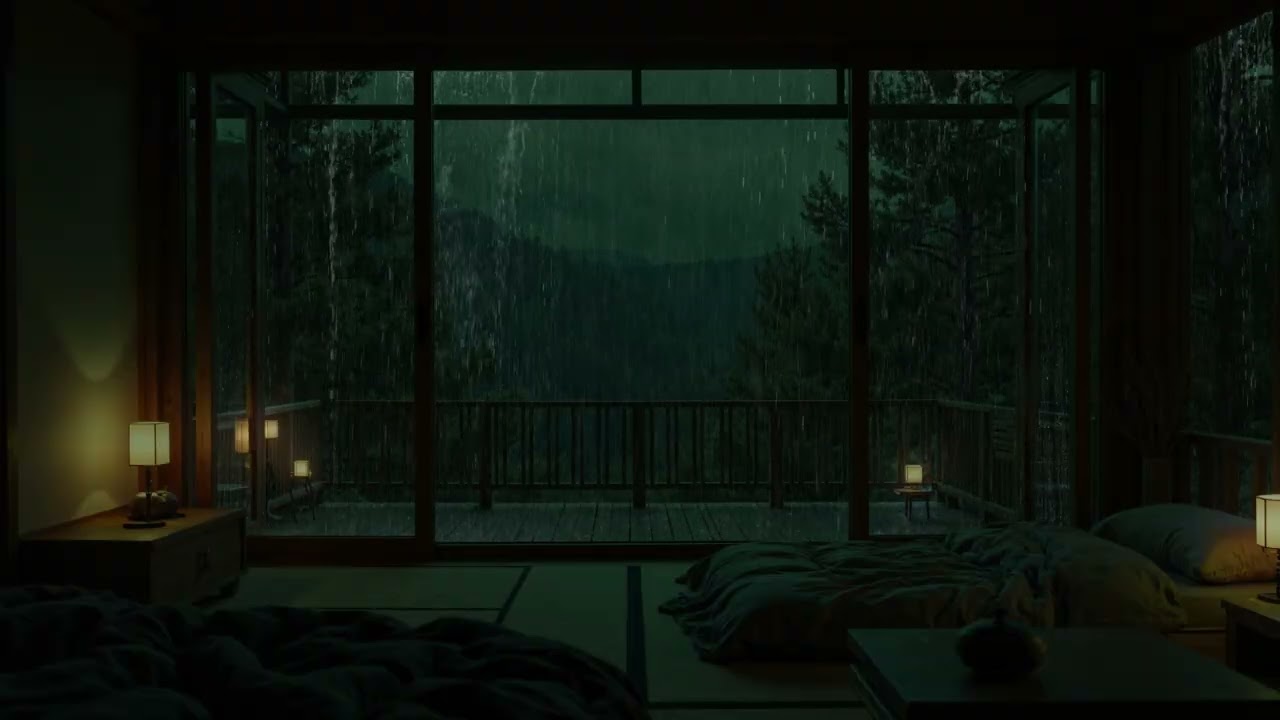 Calming Forest Rain (No Ads) 🌧 | Dark Bedroom Ambience for Deep Sleep & Relaxation