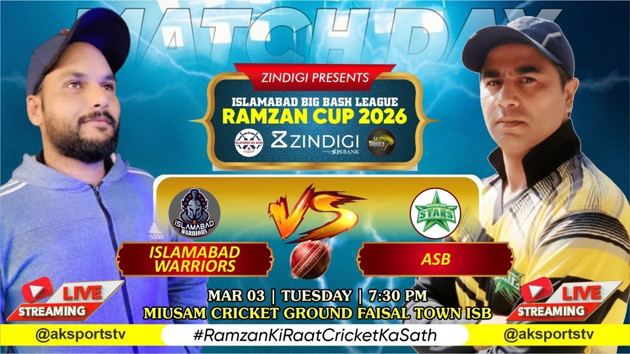 Islamabad warriors vs ASB live Match || IBBL Ramazan Cup|| Cricket Khel Jawan