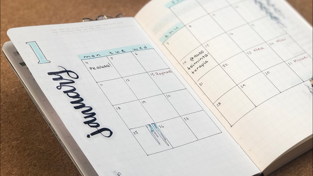January 2021 in my bullet journal (A6 Stalogy)