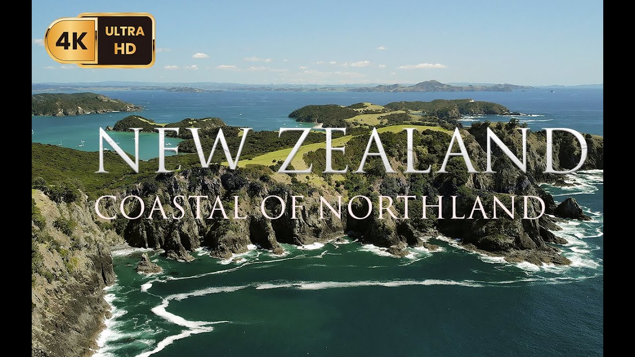 Northland, beautiful coastal landscape of New Zealand. 1 Hour drone relaxing meditation 4K UHD