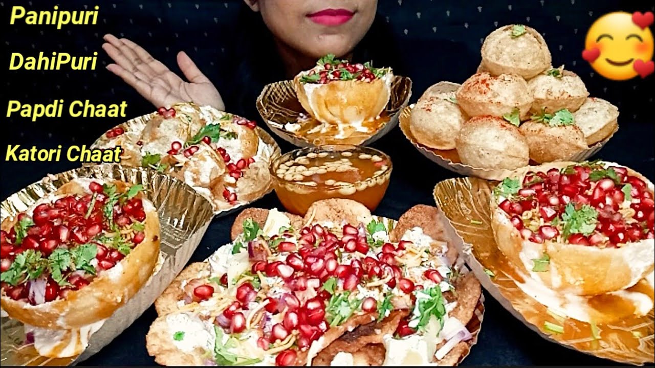 ASMR: Eating Huge Indian Street Food 😱| Katori Chaat| Papdi Chaat| DahiPuri| Panipuri|