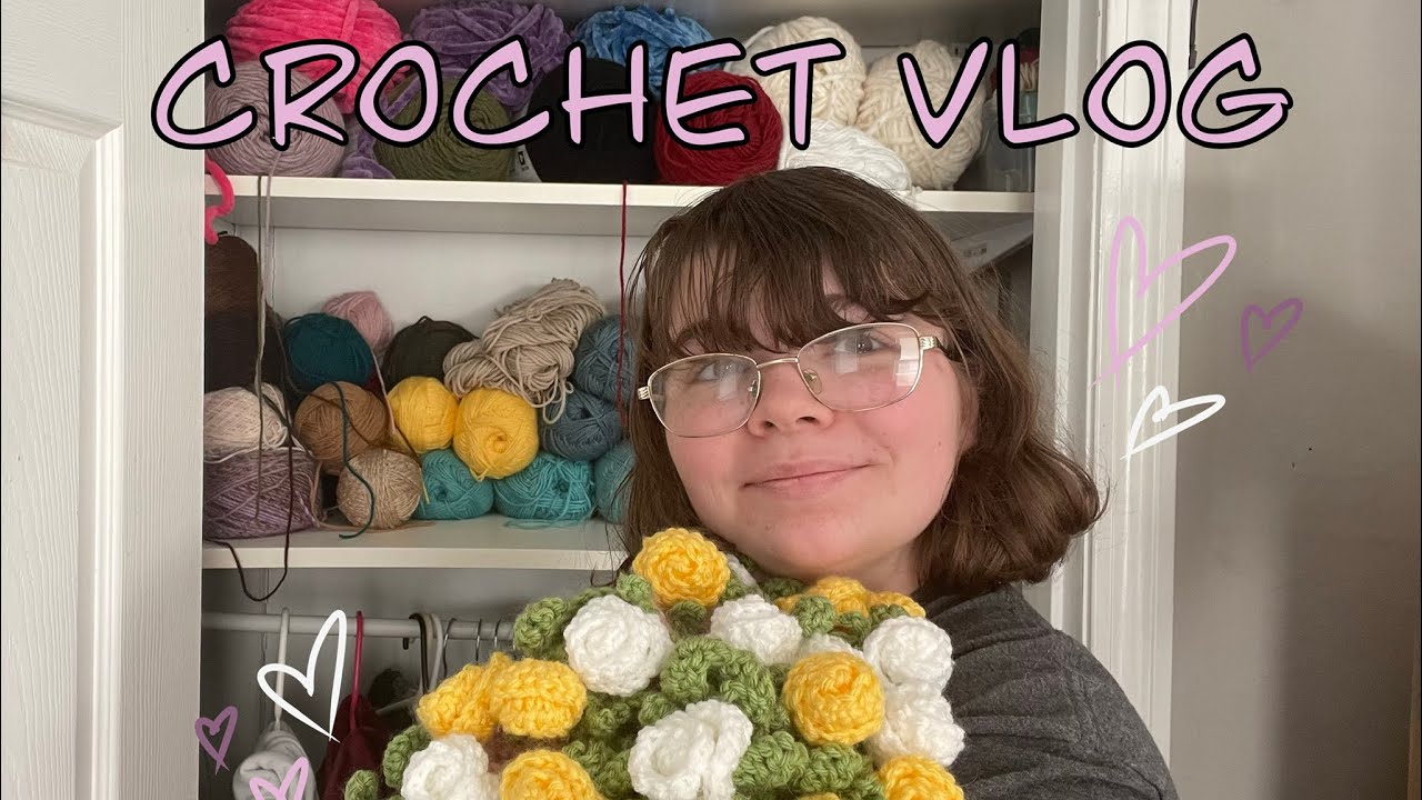 Organizing My Yarn, Flower Bouquet Blanket, Granny Squares // Crochet Vlog 🧶