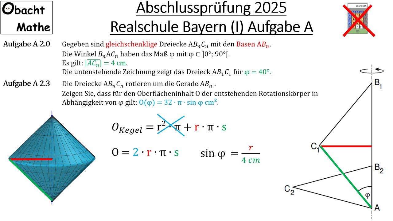 Abschlussprüfung Mathe 2025 Realschule Bayern Gruppe 1 |Aufgabe A vorgerechnet ohne TR #obachtmathe
