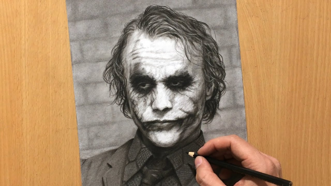 How to Draw Heath Ledger as Joker in Charcoal
