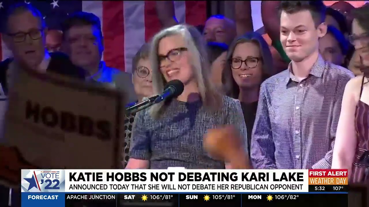 Katie Hobbs won't take part in gubernatorial debate Kari Lake