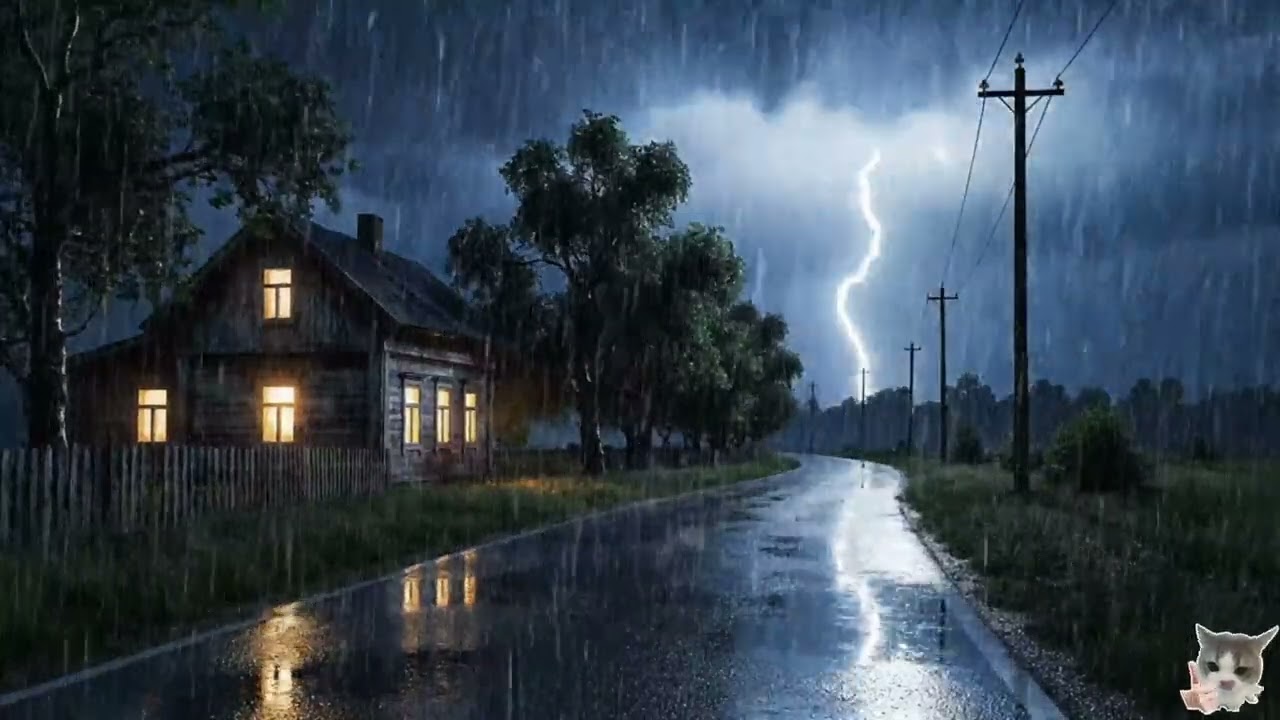 Dark Room, Heavy Rain & Rolling Thunder 🌌 Instant Sleep Storm Ambience (10 Hours)