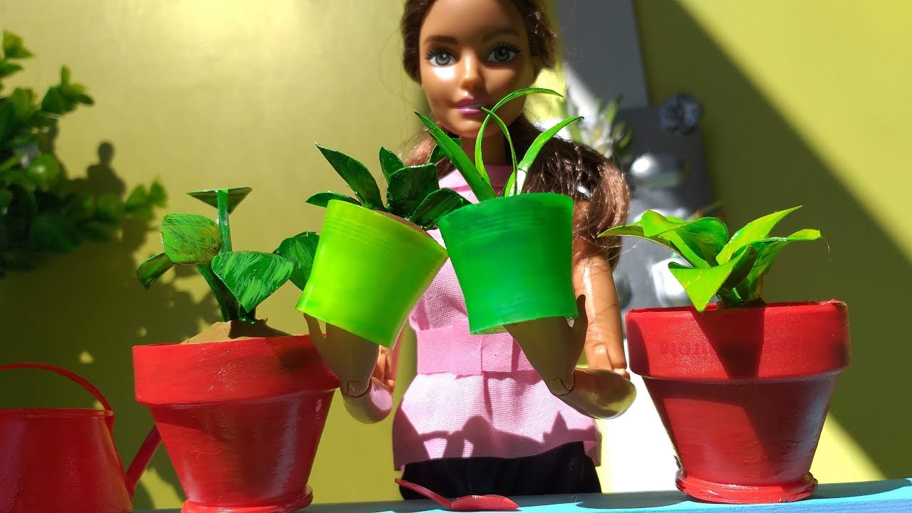 10 Vasinhos e Plantas Miniaturas para Jardim das Bonecas - Barbie Vases and Plants for Doll's Garden