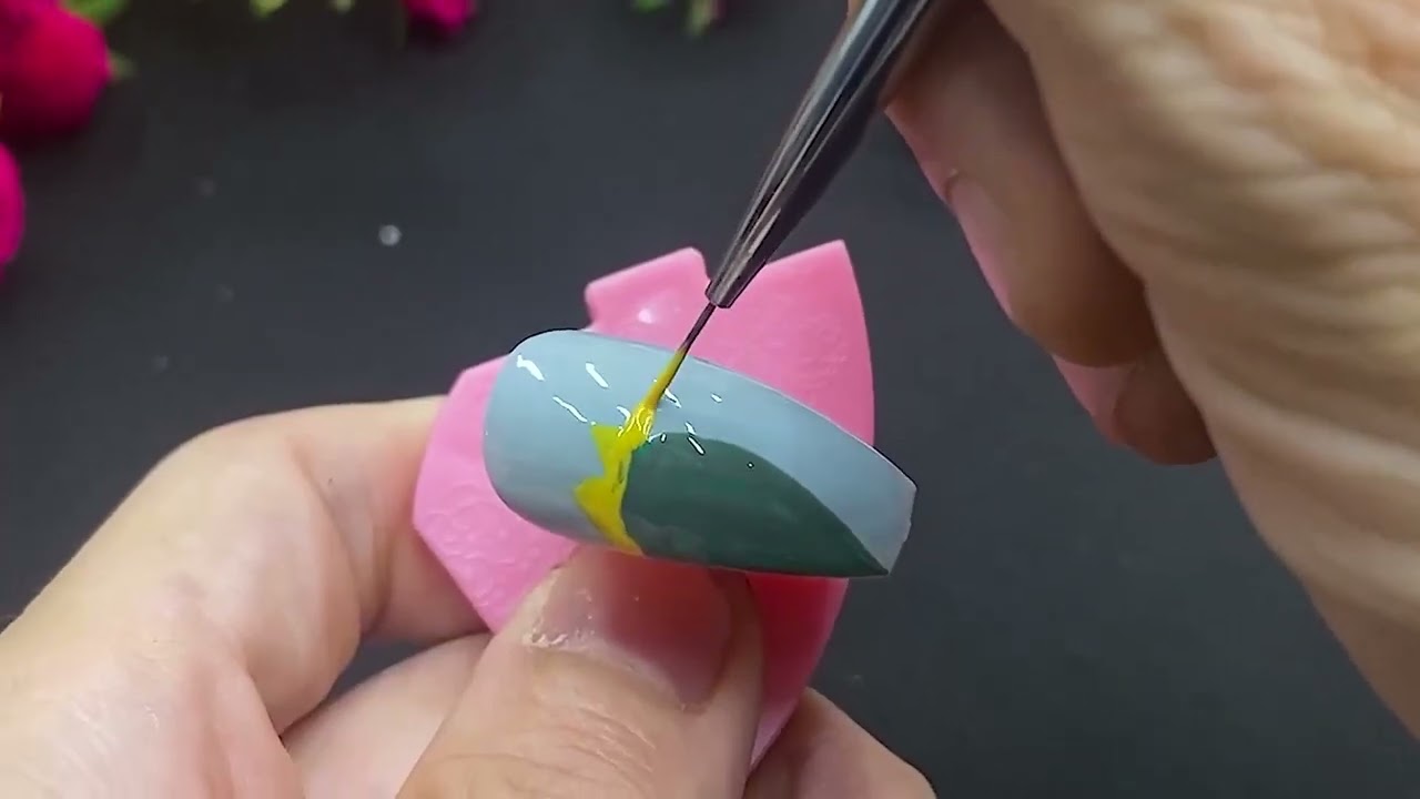 8  How To Make Nail green paint branches shimmering flowers and leaves