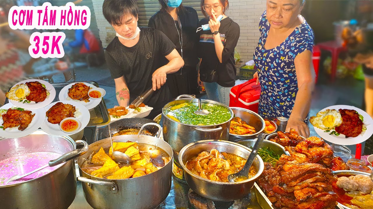 Đông nghẹt khách ăn Cơm Tấm Hồng 35K bán thâu đêm 20 năm ở Sài Gòn