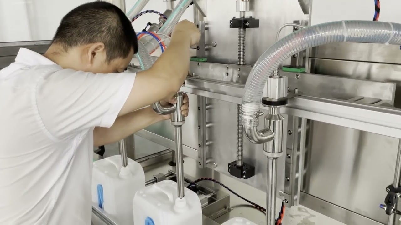 Automatic 4 heads Loadcell Weighing Filling Machine Debugging Video