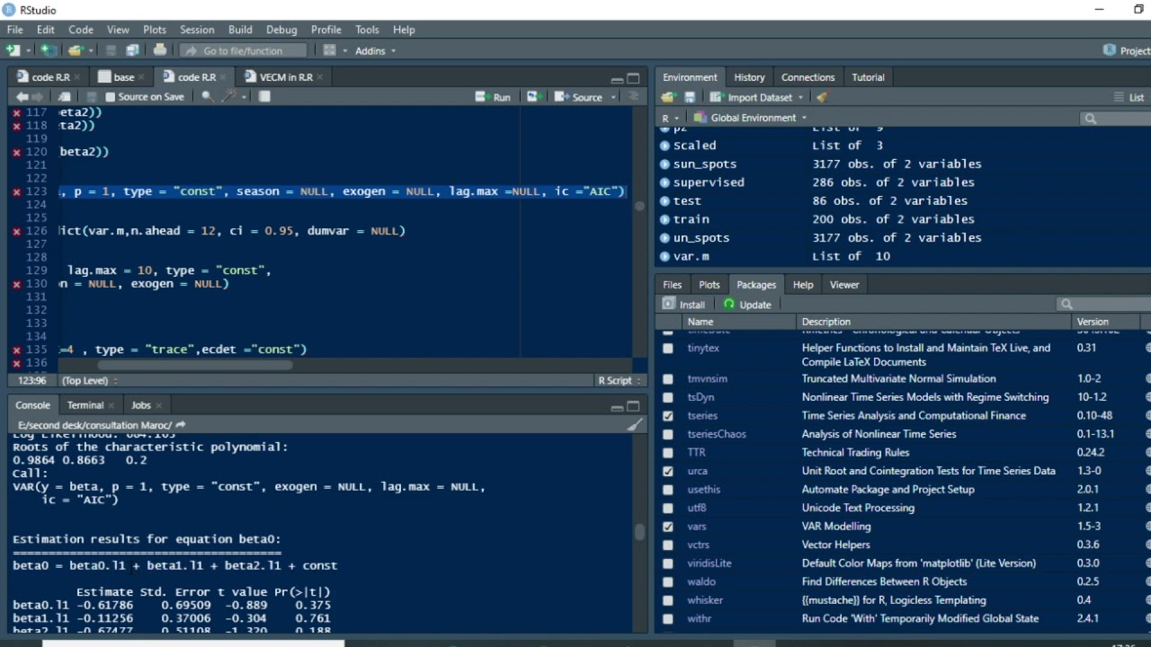 comment estimer et interpréter un modèle VAR sous R avec prévision