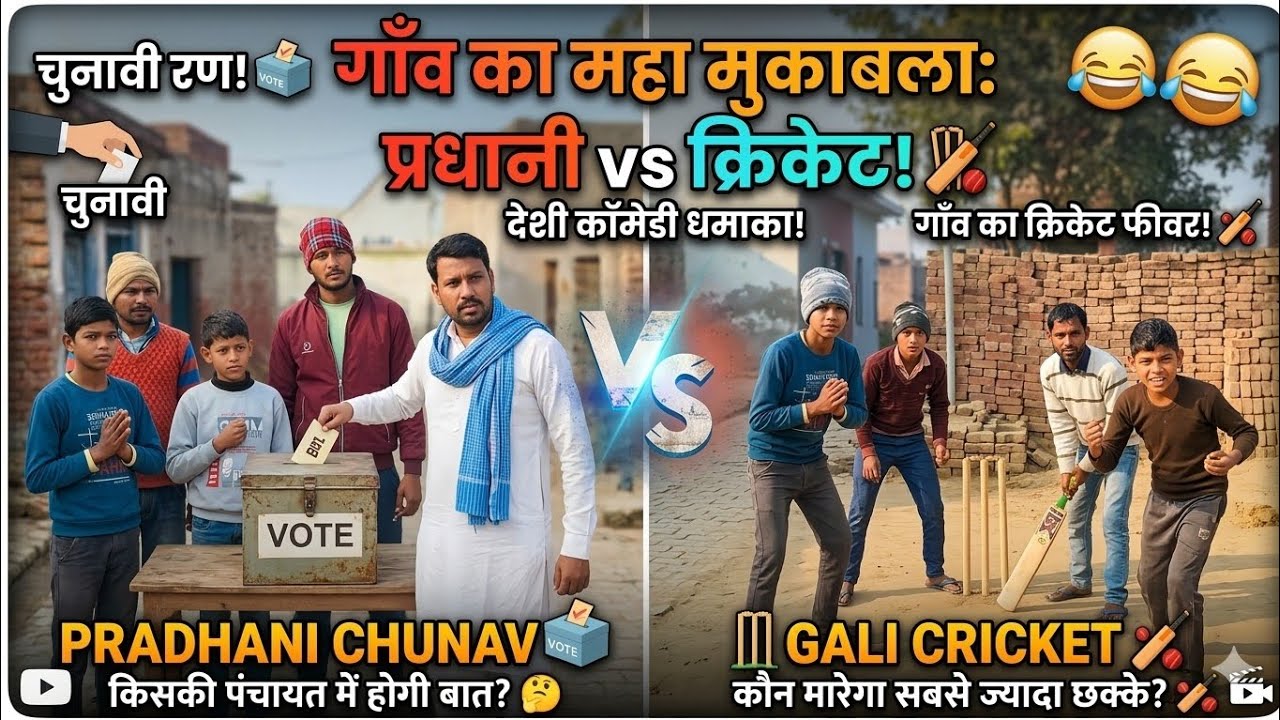 प्रधानी चुनाव vs क्रिकेट: गाँव के लड़कों की फुल मस्ती 🏏🔥 Pradhani Chunav vs Cricket: Gaon Full Masti