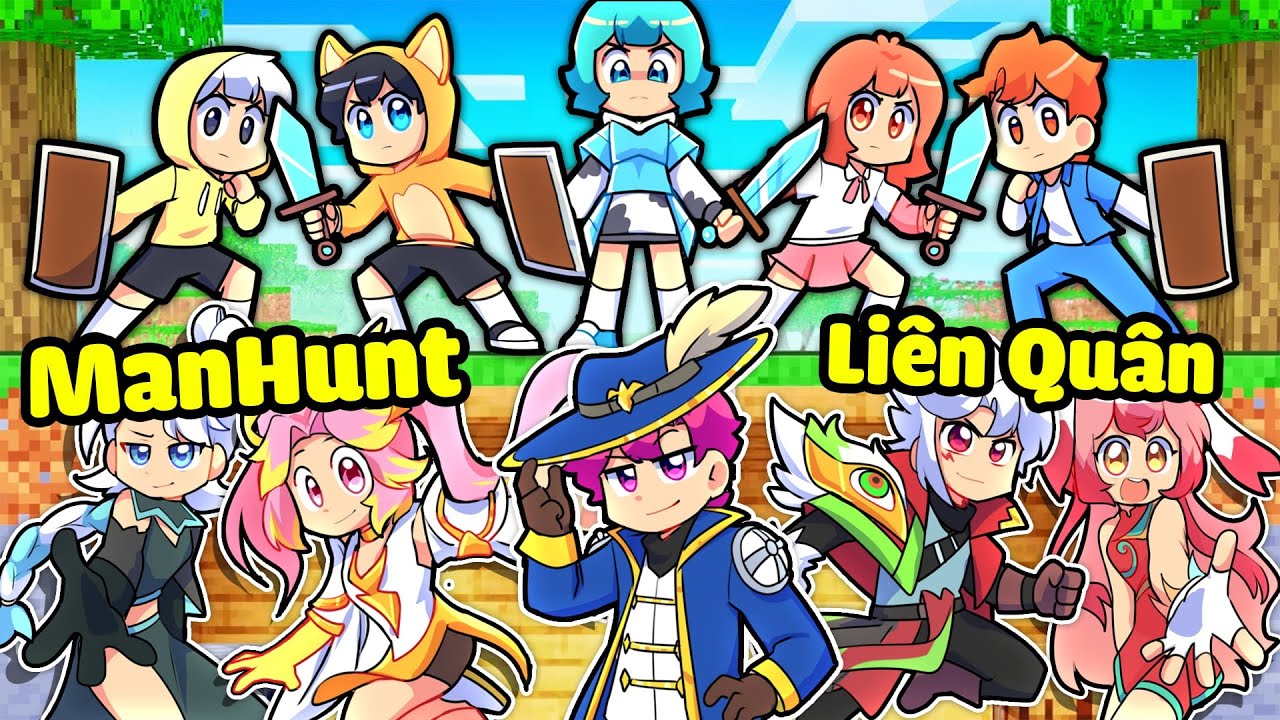 HIHA THỬ THÁCH CHẠY KHỎI SINH TỐ TEAM BẰNG LIÊN QUÂN TRONG MINECRAFT*HIHA MANHUNT LIÊN QUÂN 🤩🥰