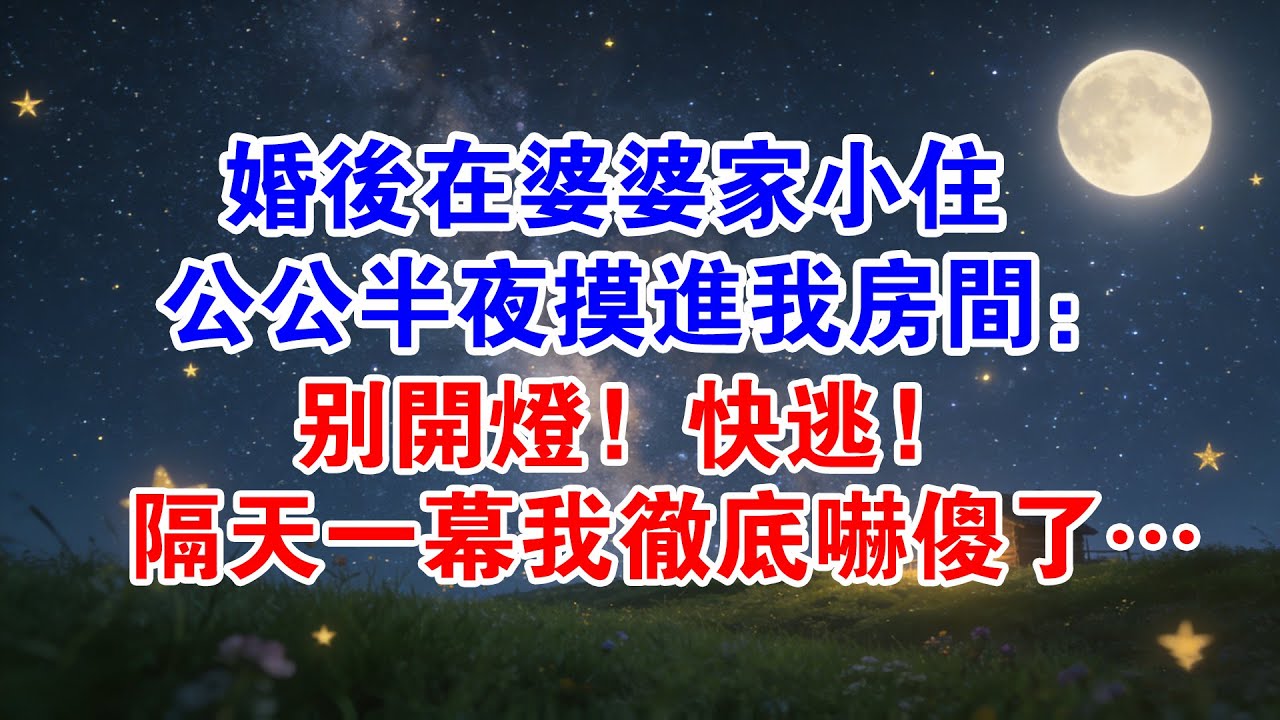 婚後在婆婆家小住，公公半夜摸進我房：別開燈！快逃！隔天一幕我徹底嚇傻了！#小說推薦 #小說 #小说推荐 #有聲書 #爽文 #家庭倫理 #婆媳 #情感故事 #情感 #故事 #故事分享 #婆媳關係
